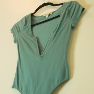 EXPRESS blue/green v-neck body suit